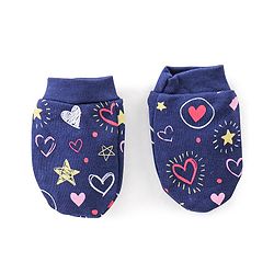 Babyhug 100% Cotton Mittens & Booties Set Star Print Navy - Diameter 9.5 Cm