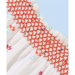 Babyhug 100% Rayon Woven Frill Sleeves Top Floral Print - White
