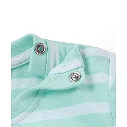 Babyhug Cotton Half Sleeves Striped T-Shirt with Boat Print - Blue