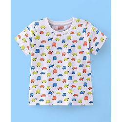Babyhug Cotton Half Sleeves T-Shirt Car Print Pack of 3 - Yellow & Green