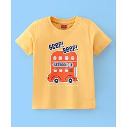 Babyhug Cotton Half Sleeves T-Shirt Car Print Pack of 3 - Yellow & Green