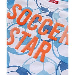 Babyhug Cotton Half Sleeves T-Shirt Soccer Print - Blue
