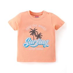 Babyhug Cotton Half Sleeves T-Shirt With Stripes & Marble Print Pack Of 3 - Blue & Peach