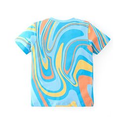 Babyhug Cotton Half Sleeves T-Shirt With Stripes & Marble Print Pack Of 3 - Blue & Peach