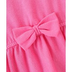Babyhug 100% Cotton Half Sleeves Fit & Flare Frock with Floral Embroidery - Pink