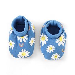 Babyhug 100% Cotton Mittens & Booties Floral Print - Blue