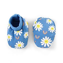 Babyhug 100% Cotton Mittens & Booties Floral Print - Blue