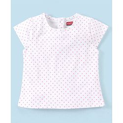 Babyhug 100% Cotton Knit Dungaree with Cap Sleeves Tee Set Floral & Fruity Print - Pink & White