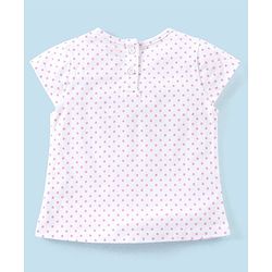Babyhug 100% Cotton Knit Dungaree with Cap Sleeves Tee Set Floral & Fruity Print - Pink & White