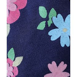 Babyhug 100% Cotton Knit Mittens & Booties Floral Print - Navy Blue