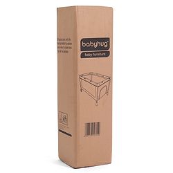 Babyhug Wonderland 2 in 1 Foldable Playpen Cum Travel Baby Cot with Mosquito Net - Grey| Easy Assembly| Compact Fold| Removable Cot Layer| Mesh Sides| Zipper Opening for Fun-play| Storage cum Carry Bag| Wheels with Lock| Attach to Parent Bed