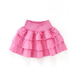 Babyhug 100% Cotton Knit Frill Sleeves Top & Layered Skirt Set Floral Print - White & Pink