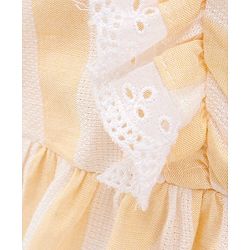 Babyhug Rayon Sleeveless Top With Striped & Lace Detailing - Yellow