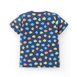 Babyhug Cotton Half Sleeves T-Shirt Fish Print- Navy Blue