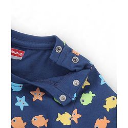 Babyhug Cotton Half Sleeves T-Shirt Fish Print- Navy Blue
