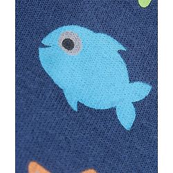 Babyhug Cotton Half Sleeves T-Shirt Fish Print- Navy Blue