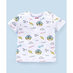 Babyhug Cotton Half Sleeves T-Shirt Text Printed - White