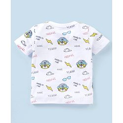 Babyhug Cotton Half Sleeves T-Shirt Text Printed - White