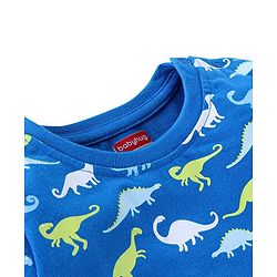 Babyhug Cotton Half Sleeves T-Shirt with Dino Print - Blue