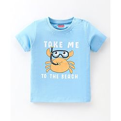 Babyhug Cotton Jersey Half Sleeves T-Shirt Text Print - Blue