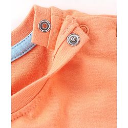 Babyhug Cotton Jersey Half Sleeves T-Shirt Dino Print - Peach