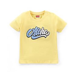 Babyhug Cotton Jersey Half Sleeves T-Shirt Text Print - Yellow