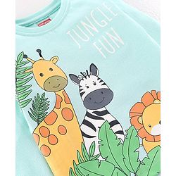 Babyhug Cotton Jersey Full Sleeves T-Shirt With Animals Print - Light Green
