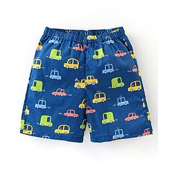 Babyhug Cotton Woven Boxers Vehicles & Lion Print Pack of 3 - Blue & Red