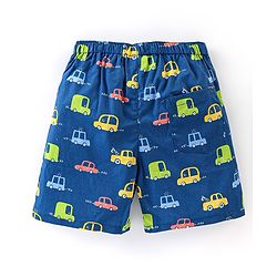 Babyhug Cotton Woven Boxers Vehicles & Lion Print Pack of 3 - Blue & Red