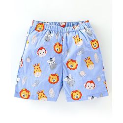 Babyhug Cotton Woven Boxers Vehicles & Lion Print Pack of 3 - Blue & Red