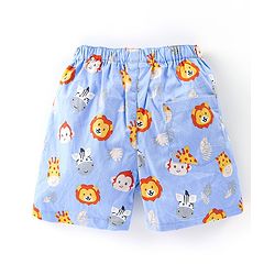 Babyhug Cotton Woven Boxers Vehicles & Lion Print Pack of 3 - Blue & Red