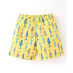 Babyhug Cotton Woven Star & Sea Life Print Pack of 3 - Yellow & Blue