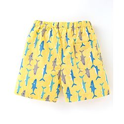 Babyhug Cotton Woven Star & Sea Life Print Pack of 3 - Yellow & Blue