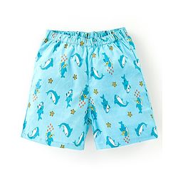 Babyhug Cotton Woven Star & Sea Life Print Pack of 3 - Yellow & Blue