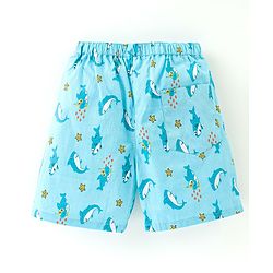 Babyhug Cotton Woven Star & Sea Life Print Pack of 3 - Yellow & Blue