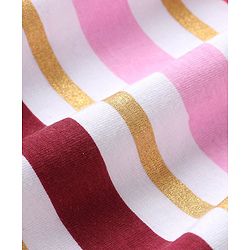 Babyhug 100% Cotton Knit Half Sleeves Frock With Striped - White & Pink