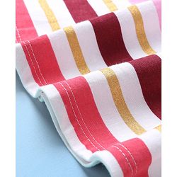 Babyhug 100% Cotton Knit Half Sleeves Frock With Striped - White & Pink