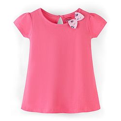Babyhug 100% Cotton Half Sleeves Bow Print Knitted Frock with Bow Applique Pack Of 2 - Light Pink & Fuschia