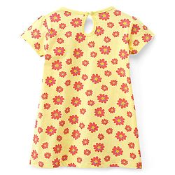 Babyhug 100% Cotton Knit Half Sleeves Floral Print Frock Pack of 2 - Yellow & Blue