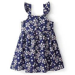 Babyhug Rayon Sleeveless Frock with Lining and Floral Print - Blue