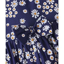 Babyhug Rayon Sleeveless Frock with Lining and Floral Print - Blue