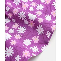 Babyhug Rayon Woven Short Sleeves Frock with Bow Floral Print - Lilac