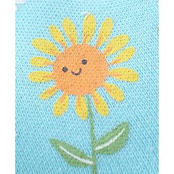 Babyhug 100% Cotton Mittens And Booties Sunflower Print - Blue & Yellow