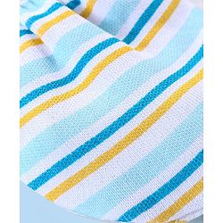Babyhug 100% Cotton Striped Mittens & Booties - Blue