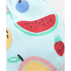 Babyhug 100% Cotton Knit Mittens & Booties Set Fruits Print - Blue