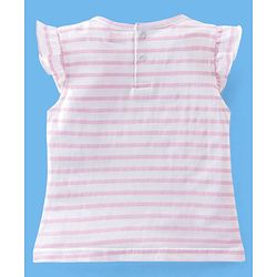 Babyhug 100% Cotton Sleeveless Striped Tee & Dungaree Set Floral  Print- Pink