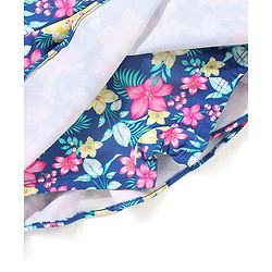 Babyhug Sleeveless Frock Style Singlet Swimsuit Floral Print - Navy Blue
