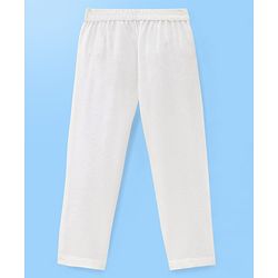 Babyhug 100% Cotton Woven Full Sleeves Kurta Pyjama Set Leaf Print - White