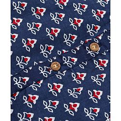 Babyhug 100% Cotton Flower Printed Full Sleeves Kurta With Pyjama Set - Blue