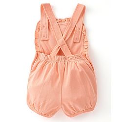 Babyhug 100% Cotton Half Sleeves Inner Tee with Dungaree With Fruits Embroidery - Pink & White